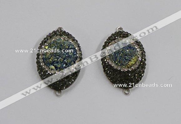 NGC1109 25*35mm oval druzy agate connectors wholesale