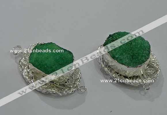 NGC1119 22*30mm - 25*35mm freeform druzy agate connectors wholesale