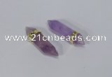 NGC1128 8*40mm - 10*35mm sticks amethyst connectors wholesale