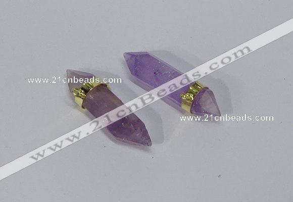 NGC1128 8*40mm - 10*35mm sticks amethyst connectors wholesale