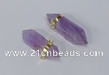 NGC1129 12*40mm - 12*45mm sticks amethyst connectors wholesale