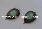 NGC1131 25*35mm teardrop Australia chrysoprase connectors wholesale