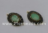 NGC1132 25*35mm oval Australia chrysoprase connectors wholesale