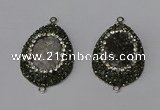 NGC1141 25*35mm teardrop druzy agate connectors wholesale