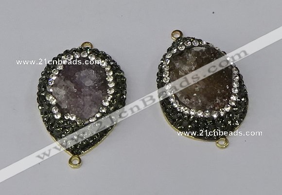 NGC1145 25*35mm teardrop druzy agate connectors wholesale