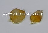 NGC1152 20*30mm - 30*35mm freeform citrine gemstone connectors