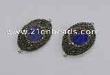 NGC1164 25*35mm oval lapis lazuli gemstone connectors wholesale