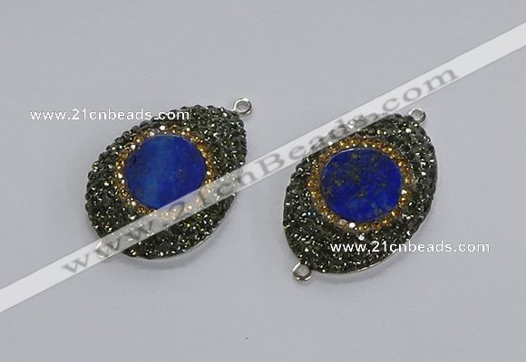 NGC1166 25*35mm freeform lapis lazuli gemstone connectors wholesale