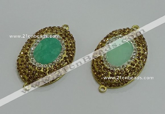 NGC1168 25*35mm oval Australia chrysoprase connectors wholesale