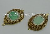 NGC1169 25*35mm teardrop Australia chrysoprase connectors wholesale