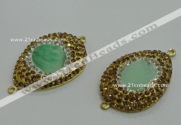 NGC1169 25*35mm teardrop Australia chrysoprase connectors wholesale