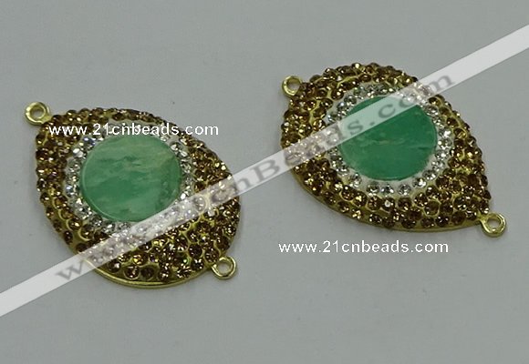 NGC1172 25*35mm teardrop Australia chrysoprase connectors wholesale