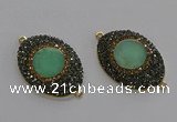 NGC1175 25*35mm oval Australia chrysoprase connectors wholesale