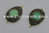 NGC1176 25*35mm teardrop Australia chrysoprase connectors wholesale