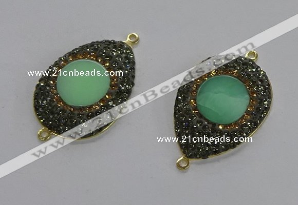 NGC1176 25*35mm teardrop Australia chrysoprase connectors wholesale