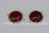 NGC1215 30mm flat round agate gemstone connectors wholesale