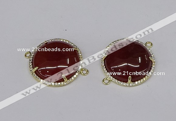 NGC1215 30mm flat round agate gemstone connectors wholesale