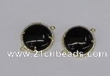 NGC1219 30mm flat round agate gemstone connectors wholesale