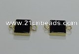 NGC1231 14*14mm square black agate gemstone connectors wholesale