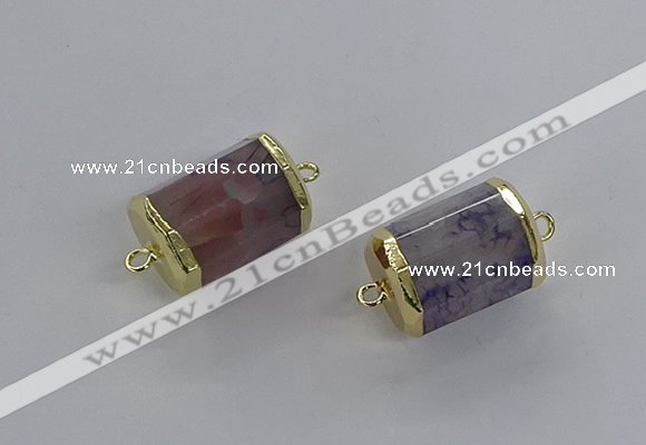 NGC1262 15*20mm faceted tube agate gemstone connectors wholesale