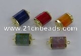 NGC1268 15*20mm faceted tube agate gemstone connectors wholesale