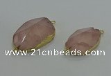 NGC1276 18*25mm - 30*35mm freeform rose quartz connectors