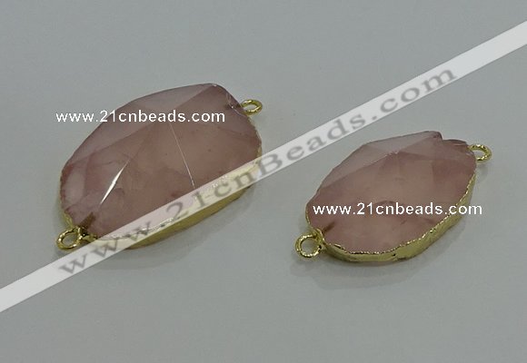 NGC1276 18*25mm - 30*35mm freeform rose quartz connectors