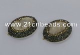 NGC1278 35*45mm oval druzy agate connectors wholesale