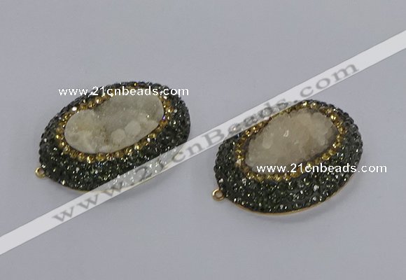 NGC1278 35*45mm oval druzy agate connectors wholesale