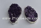 NGC1321 35*50mm - 40*60mm freeform druzy amethyst connectors