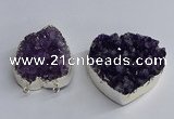 NGC1322 45*50mm - 50*60mm heart druzy amethyst connectors