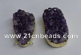 NGC1323 35*50mm - 40*60mm freeform druzy amethyst connectors