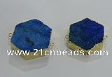 NGC1331 30*30mm - 35*35mm hexagon druzy agate connectors