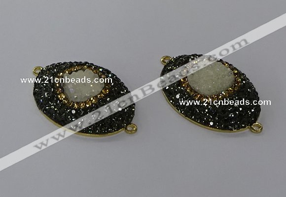 NGC1334 25*35mm oval druzy agate gemstone connectors