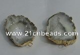 NGC136 30*40mm - 35*45mm freeform plated druzy agate connectors