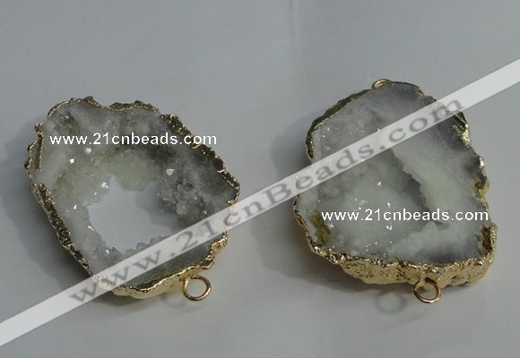 NGC136 30*40mm - 35*45mm freeform plated druzy agate connectors