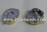 NGC138 30*40mm - 35*45mm freeform plated druzy agate connectors