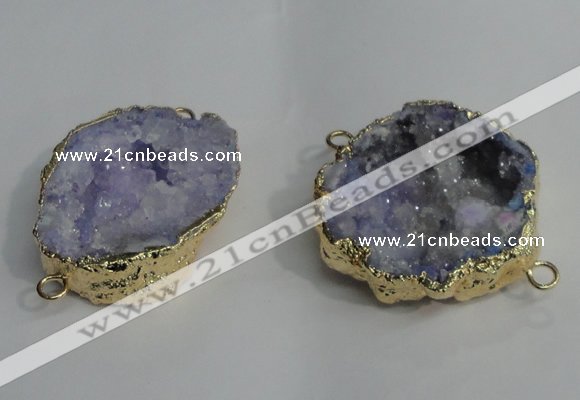 NGC138 30*40mm - 35*45mm freeform plated druzy agate connectors