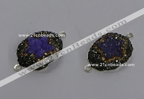 NGC1386 18*25mm freeform druzy agate connectors wholesale