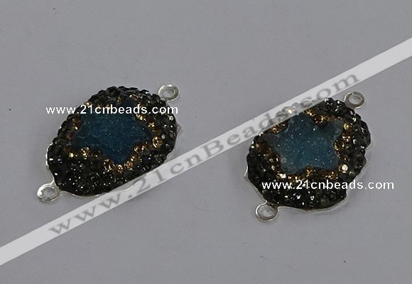 NGC1388 18*25mm freeform druzy agate connectors wholesale