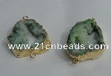 NGC140 30*40mm - 35*45mm freeform plated druzy agate connectors