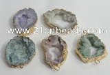 NGC141 30*40mm - 35*45mm freeform plated druzy agate connectors