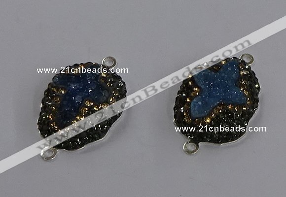 NGC1418 18*25mm freeform druzy agate connectors wholesale