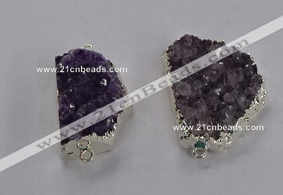 NGC1435 20*25mm - 25*30mm freeform druzy amethyst connectors