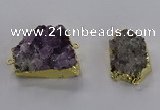 NGC1436 20*25mm - 25*30mm freeform druzy amethyst connectors