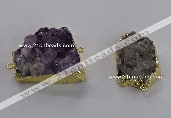 NGC1436 20*25mm - 25*30mm freeform druzy amethyst connectors