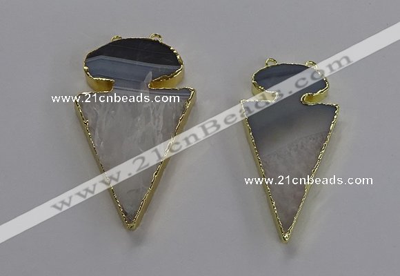 NGC1438 25*50mm - 30*55mm arrowhead agate gemstone connectors