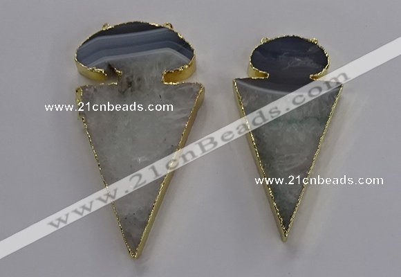 NGC1439 35*60mm - 40*75mm arrowhead agate gemstone connectors