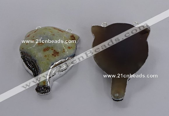 NGC1441 40*55mm - 45*60mm Fox-head agate gemstone connectors