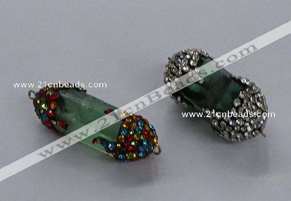 NGC1465 15*40mm - 15*45mm faceted nuggets green fluorite connectors